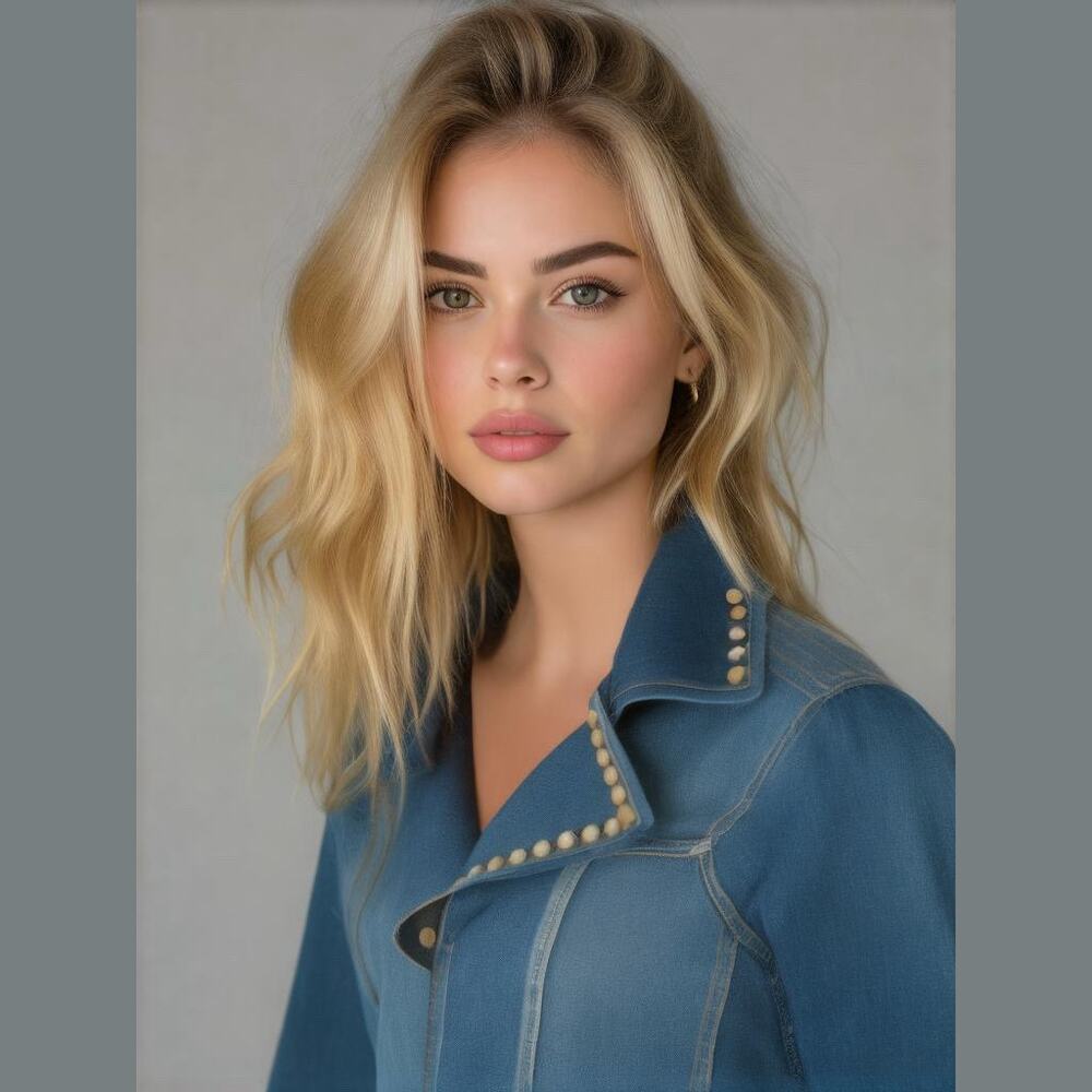 KITSCH Moto Jacket Women's XS Blue Denim Studded Light Weight Blue Zip Up Lapel